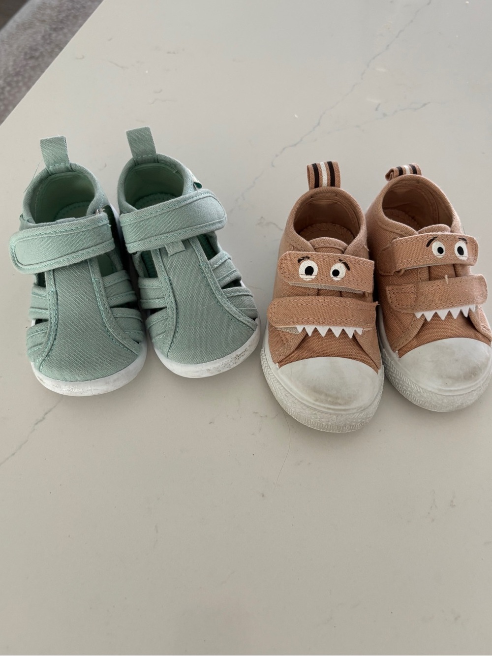 Zara Mint Green and Tan Kids Sneakers with Velcro